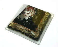 Black Tourmaline Selenite Protection Chakra  Big Pyramid 70mm Organite Energy