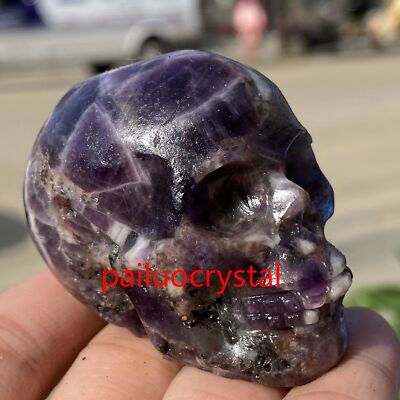 1pc Natural dreamy Amethyst Skull Quartz Crystal Skull Carved Skull Healing 2''