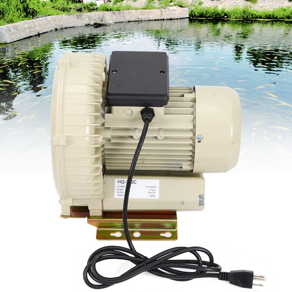 110V Industrial Fish Pond Tank Air Pump Blower Oxygen Aerator 370W