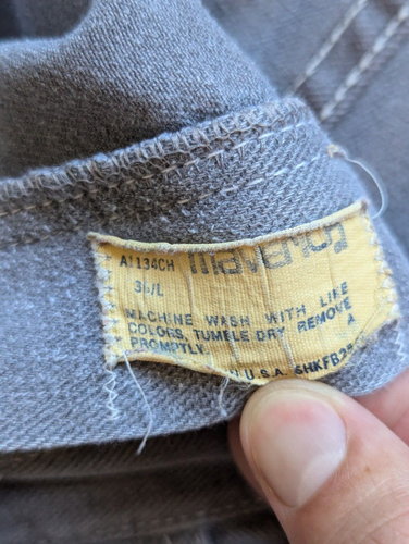 Maverick Vintage 70s Gray Straight Leg Cotton Denim / Size 36 / USA Made - Picture 8 of 8