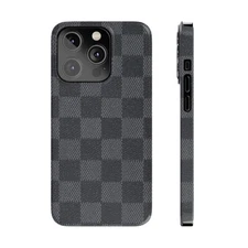 Checkered Slim iPhone Cases - Black All Sizes Available