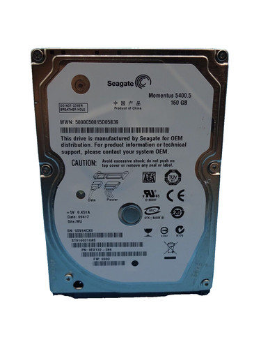 160 GB SATA SEAGATE Momentus 5400.5 ST9160310AS S/N: 5SV64CX0 2,5 ZOLL #NFP876