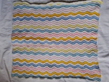 Hand Knitted Pastel Textured Pram Crib Baby Blanket Wrap 64cm by 64cm