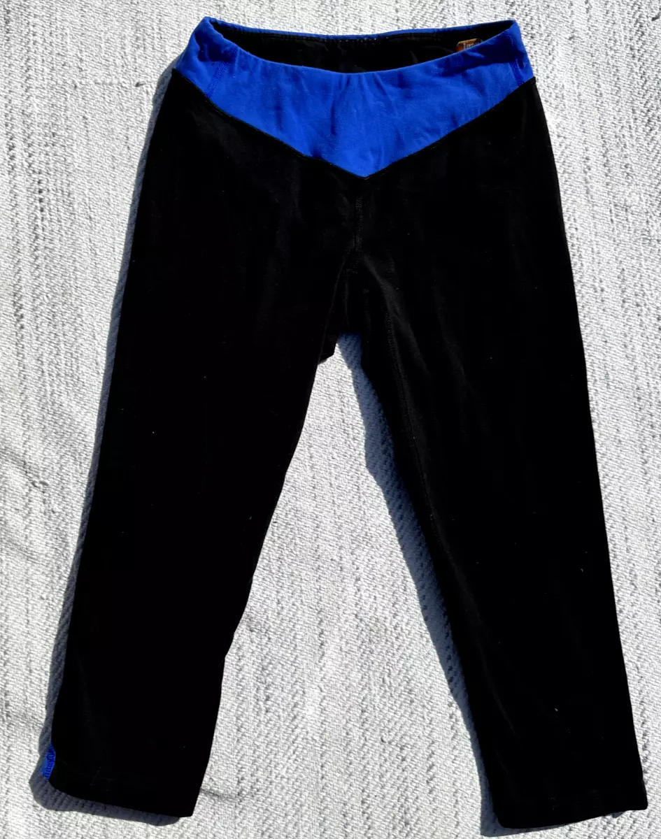 Lucy Activewear Leggings Small Black Blue Waist Tech Capri Crop Mid Raise  Women