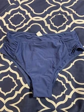 Women's Side Ruched Bikini Tankini Bottom Gray Blue Size Medium NWOT