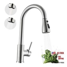 Pull-Down Kitchen Faucet 3 Spray Modes, 360 15.2 Inches Brushed Nickel