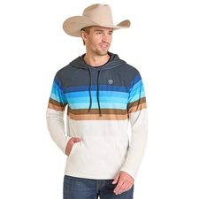 Rock & Roll Denim Men's Blue Border Performance Hoodie BM94T07292