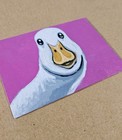 ACEO White Goose Mini Painting Original Duck Artwork Signed Acrylic Bird Art — photo 2