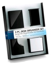 Officemate 5-Piece Desk Organizer Set 21546 Black Matching Office Supplies
