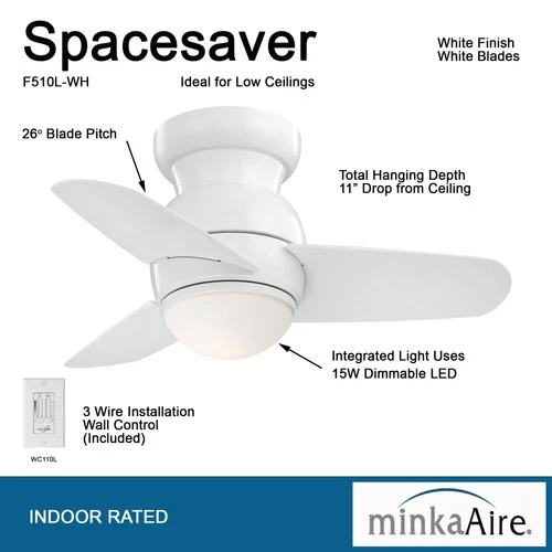 Minka Aire Spacesaver 26"  - White 3-Blade - Picture 6 of 6