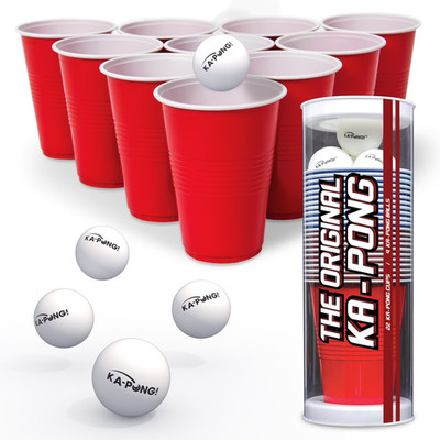 Ka-Pong Plastic Cup Party Game Set - 22 Plastic Cups and 6 Ping Pong Balls