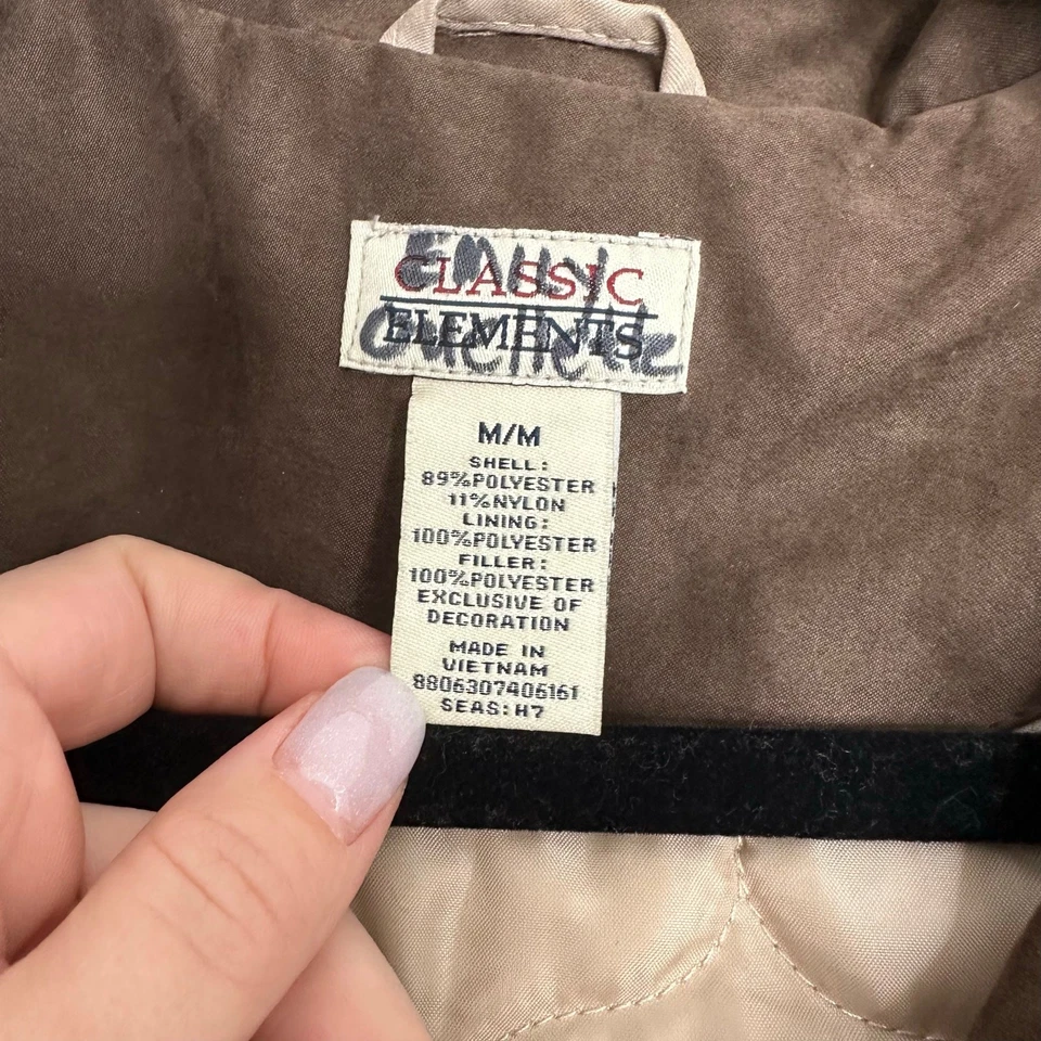 Abrigo con capucha para mujer Classic Elements beige + marrón de piel sintética talla M Foto 4 de 4