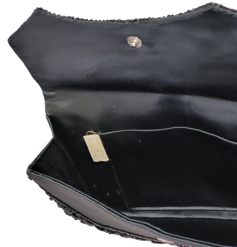 Vintage MM Kane Beaded Clutch Purse Black Satin Formal Special Event Hong Kong - Picture 15 of 21