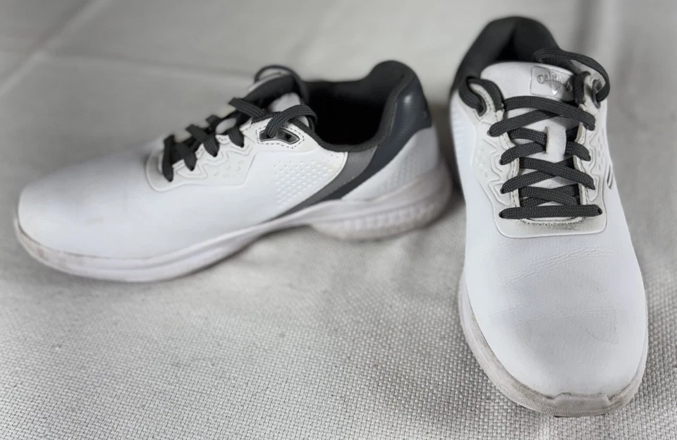 Callaway Golf Shoes Mens Size 7 White Black Leather Spiked Comfort CG220WGY - Image 3 of 4