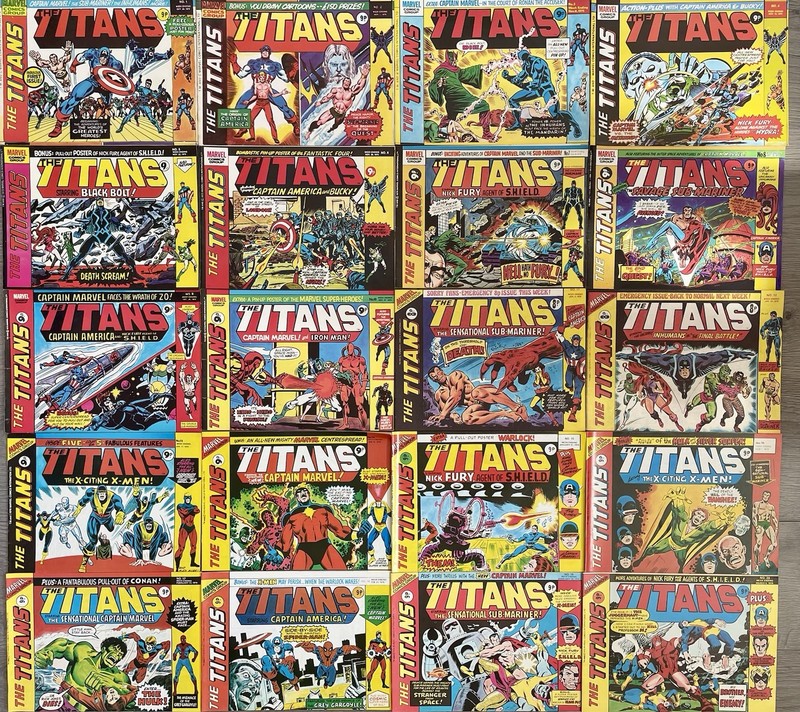 The Titans #1-31 + 33,34,37-,41,44,50  (1975-76) w/#1Free Gift Poster Marvel UK