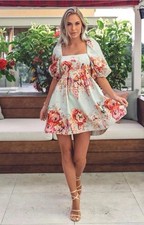 Zimmermann Dress Mae Cut Out Mini Size 2 AU 12/ US 8 Floral Linen Party Summer