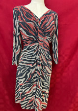 Anne Klein Jersey Knit Dress Long Sleeve Stretchy Multicolor Stripes Sz 8