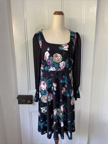 Leona Edmiston size 1 (AU10) Small Arwen Dress Black Pink Floral Print Dress EUC - Picture 4 of 16