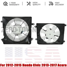 2PCS AC Condenser Radiator Cooling Fan For 2012-2015 Honda Civic 2013-2017 Acura