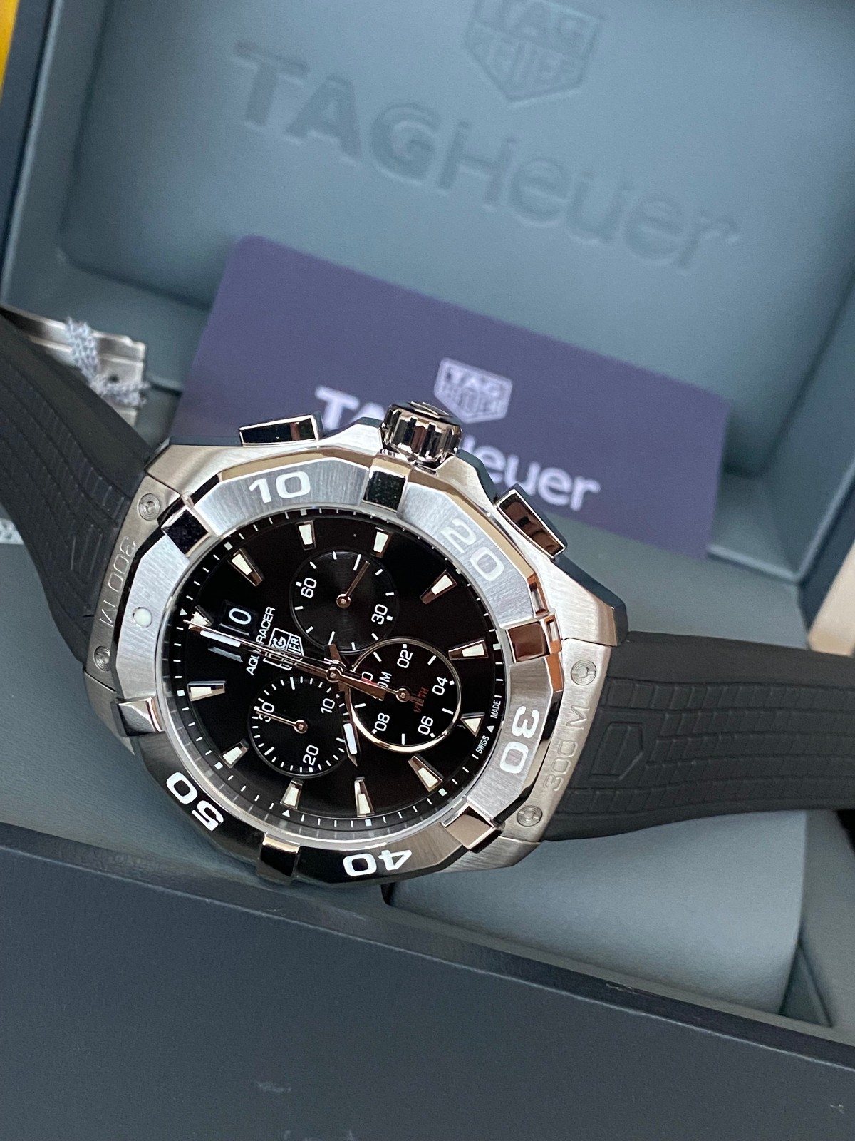 Watch Quartz Aquaracer Black Heuer Tag Chrono 43mm Men's - vintagewatches.pk