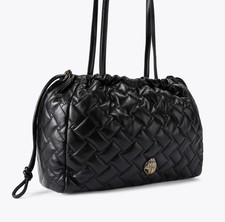 Kurt Geiger London Kensington Leather Tote Shoulder Bag Black Quilted