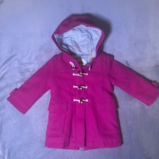 Mini Boden Cotton Girls Coat Size 3-4Y Pink Fuscia Toggle Zip Below Waist