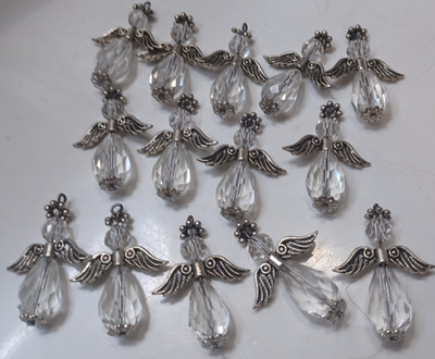 Glass Bead Angel Charm  Findings 14 pc lot