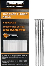 Freeman 18-Gauge 2" Glue Collated Galvanized Brad Nails – 1,000 Count – For Trim