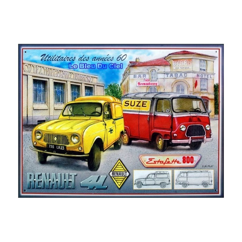 Plaque métal Renault utilitaires décorative rétro pour salon et bistrot