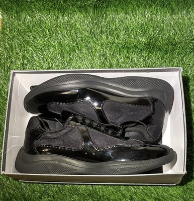 PRADA Men's Black Low Top Lace-Up Athletic Sneakers Solid Casual