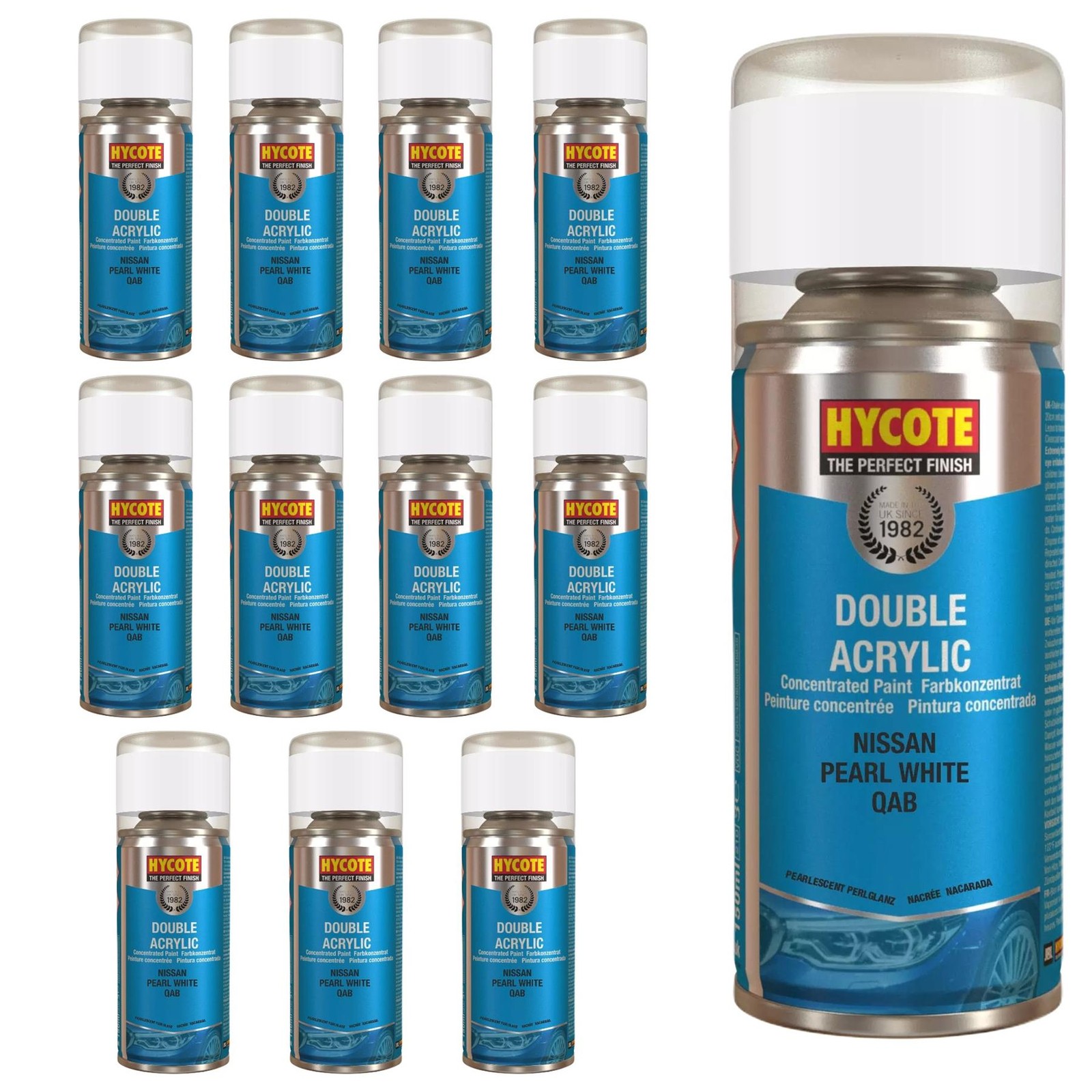 Hycote Colour Spray Paint XDNS711 Nissan Pearl White 150ml x12