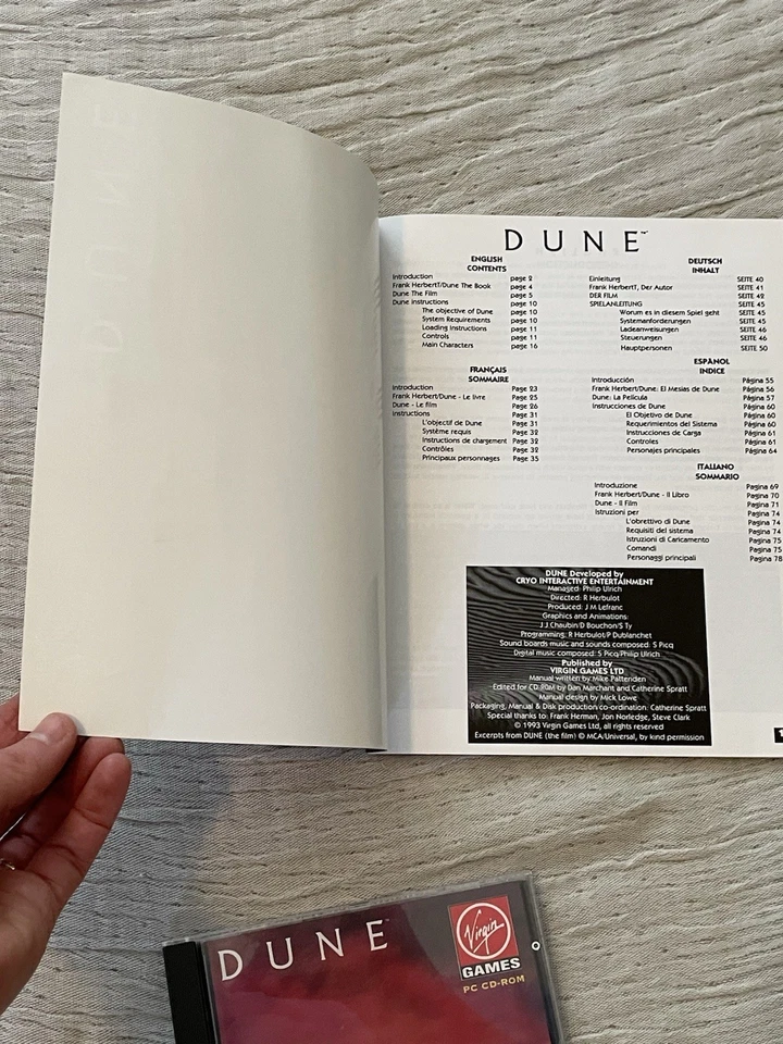 Dune Game CD ROM Manual Sandworm Box Variant 1992 Rare European Version Vintage - Image 3 of 4