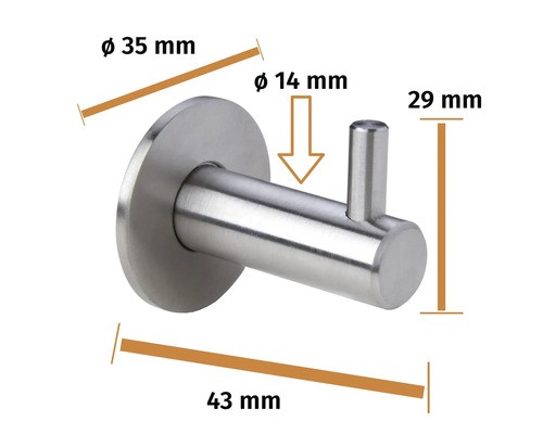 Metaltex Haken Edelstahloptik – Handtuchhaken Ohne Bohren, 3,5x7x14cm