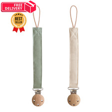 mushie Linen Baby Pacifier Clip Holder Olive/Shifting Olive/Shifting Sand