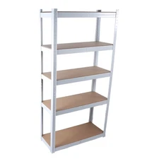5 Tier Storage Rack Shelves Unit Adjustable Garage White Metal Heavy Duty NEW