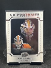 2019-20 Upper Deck #P-31 Carter Hart UD Portraits Platinum Blue #/5