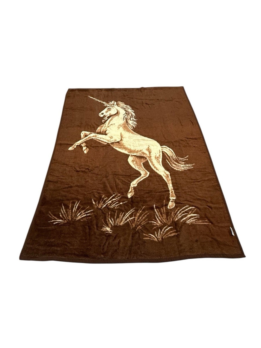 RARE VTG VUTEKS Crown Crafts XL Unicorn Plush Throw Blanket 60x80