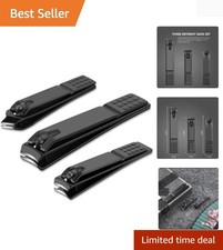 Nail Clippers Set Black Matte Stainless Steel Fingernail  Thick Toenail  In...