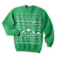 Shenanigans Ugly Christmas Sweatshirt Funny Drinking Cool Irish Medium Green