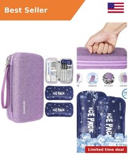 Insulin Cooler Travel Case, 2x150g Ice Pack TSA Approved, Purple