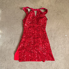 Revolution Women  s Red Sequin Dance Costume Dress Leotard RC22851