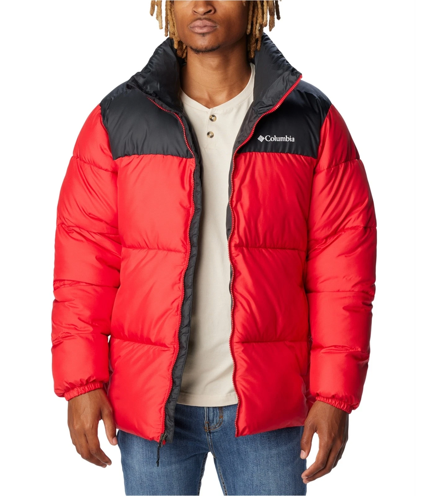 Columbia Mens Logo Puffer Jacket, Red, XX-Large