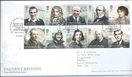 GB QEII 2009 Eminent Britons First Day Cover Tallents House Postmark