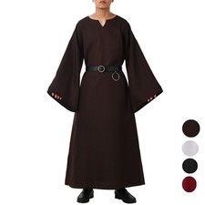Mens Medieval Monk Ritual Robe With Belt Halloween Wicca Pagan Ritual Costume