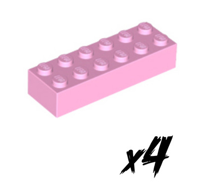 4x LEGO 2456   2x6 Stein   Brick   hell pink   bright pink