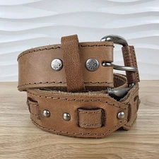 Affliction Studded Belt Mens XL Brown Genuine Leather Y2K Grunge 45.75" Length