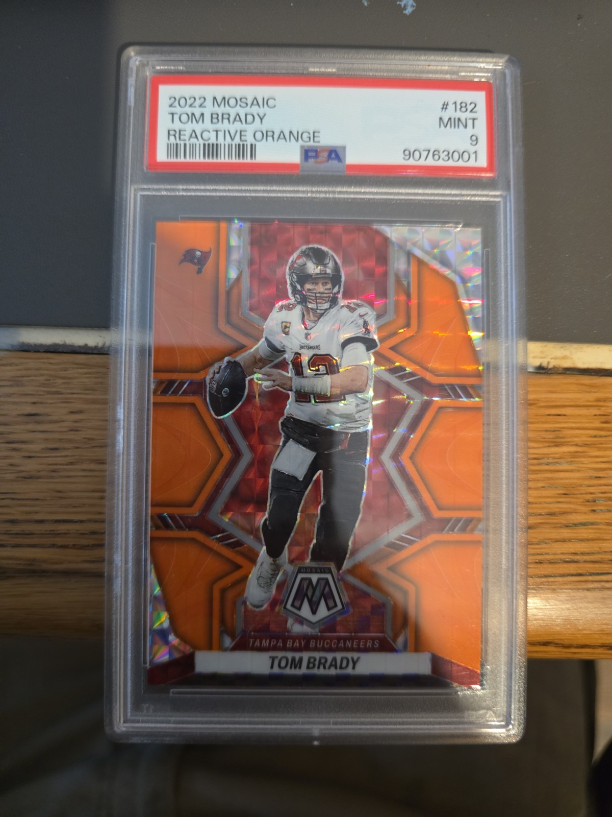 2022 Mosaic Tom Brady Reactive Orange #182 PSA 9