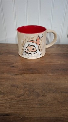 Eli + Anna Christmas Pottery Ceramic Mug Santa Claus Red Pink
