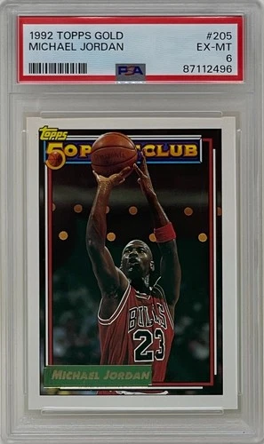 Michael Jordan 1992 Topps Gold Chicago Bulls NBA Basketball Card #205 PSA 6