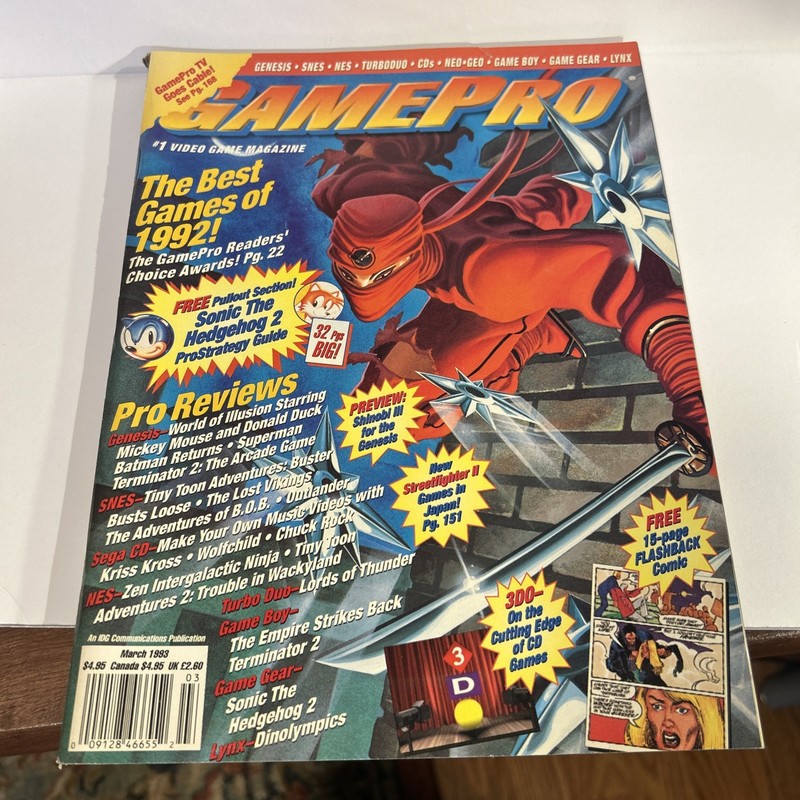 GamePro Magazine March 1993 w sonic 2 poster included Nintendo Sega Neo Geo SNES
